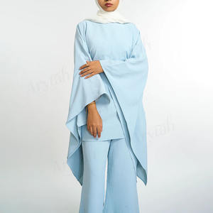 Offre Spéciale personnalisé femmes musulmanes <span class=keywords><strong>ensemble</strong></span> 2 pièces couleur unie pleine longueur islamique musulman modeste haut et <span class=keywords><strong>pantalon</strong></span> Co Ord <span class=keywords><strong>ensemble</strong></span> - Product Image 2