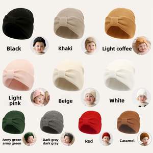 Bonnet en tricot jacquard uni pour bébés et tout-petits, avec nœud, pour l'automne et l'hiver - Product Image 4