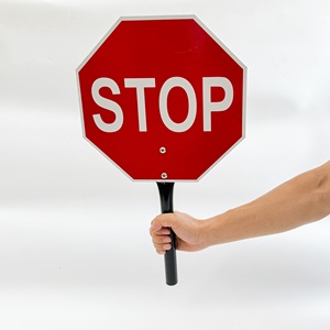 Avviso stradale stradale maniglia <span class=keywords><strong>STOP</strong></span> SLOW Sign a doppio lato segno portatile in alluminio-plastica pannello composito segno con maniglia - Product Image 5