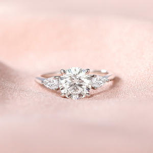 OAHLAN 2CT 925 Sterling Silver Anéis de Noivado para As Mulheres Round Cut 3-Stone <span class=keywords><strong>Promise</strong></span> Anéis Cubic Zirconia CZ Bandas De Casamento - Product Image 2