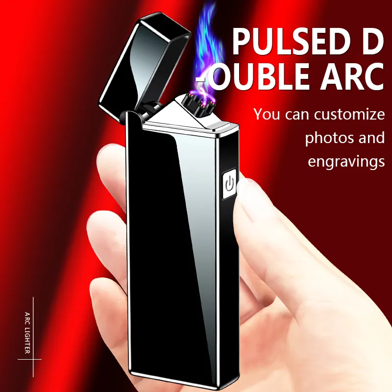 Mini isqueiro eletrônico de plasma, mini isqueiro elétrico inteligente com arco duplo, recarregável por usb para fumantes, venda no atacado