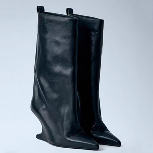 Custom Style Pointed Toe Suede Shoes High Top Wedge Heels Ankle <b>Boots</b> Sexy Women's on Short Booties - Product Image 6