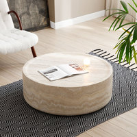 Kainice Skandinavischer Moderner Couchtisch mit Marmorplatte und Fiberglas für Wohnzimmer-Dekoration