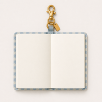LABON Carnet A7 personnalisé avec porte-clés, couverture à carreaux marine, motif 'Planifiez votre journée', pages vierges, chaîne dorée, breloque de sac, OEM ODM