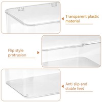 Boîte de rangement transparente avec couvercle à charnière, organisateur de bureau polyvalent, conteneur de présentation pour cosmétiques et fournitures artistiques