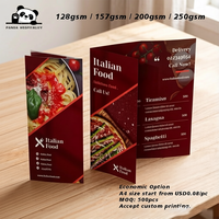 Menu alimentaire personnalisé à emporter, dépliant imprimé, brochure tri-pliante, impression publicitaire, menu à emporter pour restaurant
