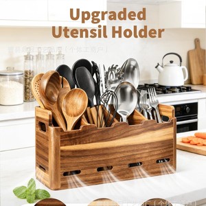 Solid Wood <b>Storage</b> <b>Box</b> 15.75 In X 4.72 In X 7.1 In Adjustable Dividers <b>Kitchen</b> Organizer - Product Image 4