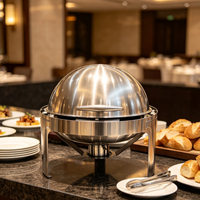 Oulu Langlebiger Edelstahl Chafing Dish mit Kuppeldeckel, Buffet-Speisenwärmer mit Anpassbarer Heizleistung für Hotel, Bankett und Hochzeit