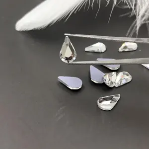 Big Nails Stone Flatback Kleidungs stück Kleber auf nagel förmigen Craft Hot Fix kristall klare Teardrop Strass steine