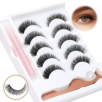 Faux cils en gros sous marque privée, fournisseur de cils 3D en vison synthétique, 10 paires de cils en bande effet œil de chat, véganes