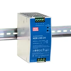 Asli Mean Well NDR-240-24 24V 10A 240W Fungsi PFC Aktif Rel Din Catu Daya Sakelar Dipasang DC