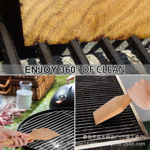 Raspador de barbacoa de madera simple con mango largo. Utensilio de cocina de madera, raspador de barbacoa de mango largo. - Product Image 2