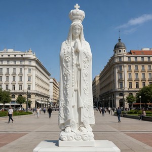 Decoración de Jardín para Iglesia, Estatua de Nuestra Señora de Fátima en Mármol, Tallada a Mano, Diseño Europeo Tradicional, Personalizada - Product Image 2
