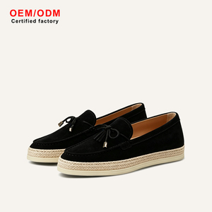 Elegantes Zapatos Espadrilles de Lana de Cachemira para Hombre, con Suela de Yute Trenzado, Detalle de Lazo Dorado, Punta Moc, Color Negro, Estilo Resort Costero de Diseñador - Product Image 1