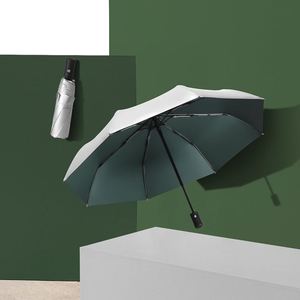 Parapluie personnalisé avec logo, vente en gros, protection UPF50, pliable en 3 sections, revêtement argenté en titane, ouverture et fermeture automatiques, idéal pour les trajets quotidiens et les voyages - Product Image 2