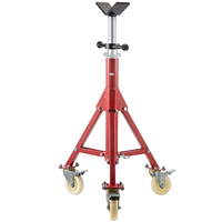Support de Tuyau Mobile à Tête en V, Supports de Tuyau en Métal avec Roulettes, Hauteur Réglable de 28'' à 52'', Support de Tuyau