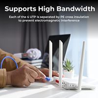 Kabel Ethernet Internet RJ45 Cat8, jaket PVC/LSZH tembaga bebas oksigen UTP Transfer Data kecepatan tinggi 40gbps, kabel Ethernet Internet luar ruangan ultra-cepat 5m
