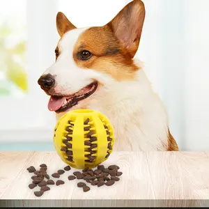 ปริศนาสุนัขแบบโต้ตอบการงอกของฟันลูกสัตว์เลี้ยงทนทานลูกบอลเคี้ยวยางธรรมชาติรักษาอาหารของเล่นรั่วไหล