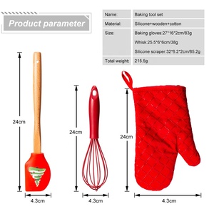 3 uds utensilios de cocina resistentes al calor manoplas de silicona espátula batidor de huevos juego para hornear - Product Image 2