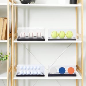 เคสสำหรับเล่นเบสบอลแบบ3ตัวป้องกันรังสียูวีทำจากอะคริลิคใสพร้อมฐานไฟ LED สีดำ - Product Image 3