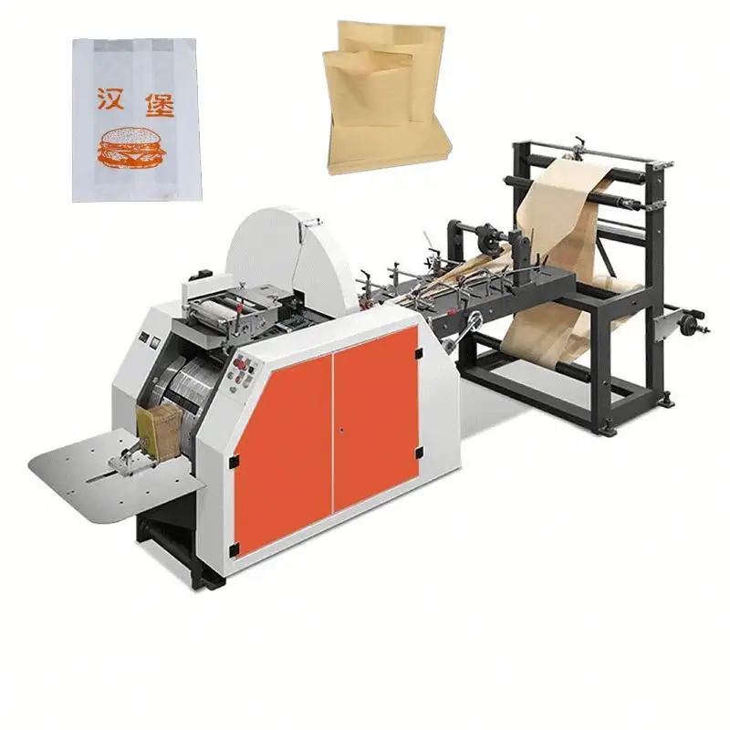 Máquina de fabricación de bolsas de papel de fondo cuadrado, totalmente automática, para alimentos de panadería