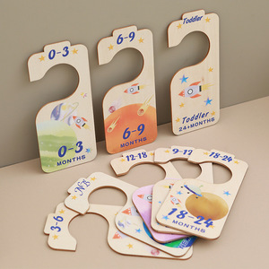 Wooden baby <b>clothes</b> divider <b>tags</b>, UV-printed newborn <b>clothes</b> classification <b>tags</b>, 3mm thick, 8-piece set - Product Image 3