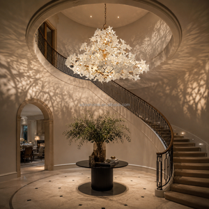 <span class=keywords><strong>Lampadari</strong></span> in Cristallo e Rame Fatti a <span class=keywords><strong>Mano</strong></span> con Altezza Regolabile, Illuminazione Moderna di Lusso per Ville e Hotel, Facile Installazione - Product Image 5