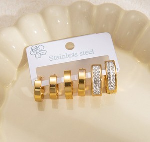 New Fashion Diamond Encrusted <b>Earrings</b> Set Unique European and American Style Light Luxury Versatile Hoop <b>Earrings</b> - Product Image 4