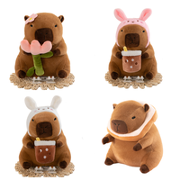 Peluche Capybara et poupée de canapé avec motif fleurs et thé au lait pour filles, anti-stress, doublure en maille, vente en gros