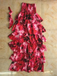 Robe longue smockée pour femme, imprimée deux couleurs, avec volants, pour soirée, grandes tailles S-2XL - Product Image 6