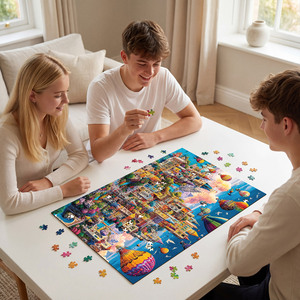 Puzzle de 1000 pièces Aetherwind City, puzzle personnalisé avec effet visuel 3D, jeu familial pour adultes, cadeau, décoration de la maison - Product Image 4
