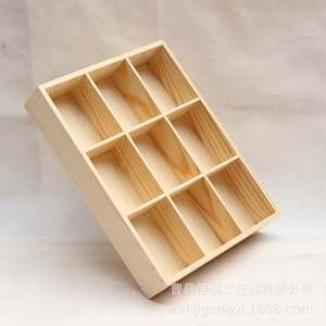 Caja de Almacenamiento de Madera con Múltiples Compartimentos, Organizador de Escritorio de 9 Rejillas, Organizador de Oficina de Madera Sólida, Forma Rectangular - Product Image 2