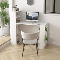 Bureau d'ordinateur en forme de L, personnalisé, avec bibliothèque, étagères de rangement, station de travail, bureau d'angle