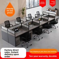Poste de travail professionnel pour 4 personnes, bureau modulaire avec tiroirs de rangement, ensemble de bureaux modernes pour centre d'appels