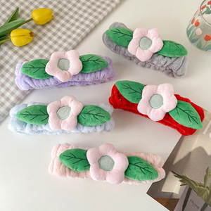 Diadema elástica al por mayor con diseño de hojas florales para spa, cuidado de la piel, maquillaje facial, accesorios para el cabello para ducha, banda para el cabello de belleza - Product Image 4