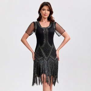 Vestido Flapper de los Años 20, Vestido Multifuncional con Lentejuelas y Flecos de Malla para Danza del Charleston, Salsa, <span class=keywords><strong>Tango</strong></span> y Baile de Salón - Product Image 1