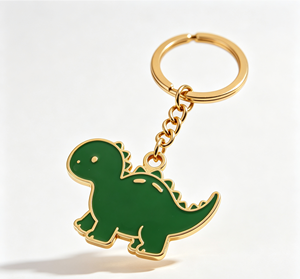 Custom Zinc Alloy Dinosaur Keychain 3D <b>Cartoon</b> Metal Key <b>Ring</b> Green Enamel Pendant for Souvenir Gift Promotion - Product Image 3