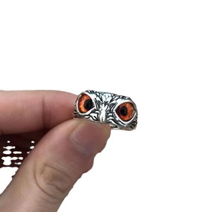 Anello Aperto Creativo a Forma di Occhio di Gufo, Colore Argento Antico Non Sbiadente, Unisex, Stile Hip-Hop, Gioiello da Mano Esagerato - Product Image 6