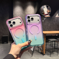Funda Transparente Degradada para iPhone 17 18 Pro Max, Funda Protectora Magnética a Prueba de Golpes con Carga Inalámbrica, Cubierta de TPU y PC Colorida