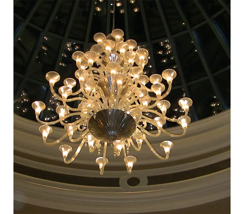 Lampu gantung LED kristal K9, lampu gantung emas klasik kontemporer besar, lampu gantung LED Kristal desain mewah Modern restoran dalam ruangan penggunaan pernikahan