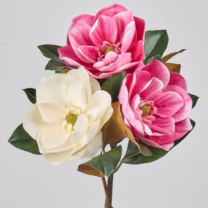 Flores de Magnolia Artificiales de Seda, Color Blanco y Rosa, Cabeza Grande, Venta al Por Mayor de Fábrica, para Decoración de Bodas y Hogar - Product Image 4