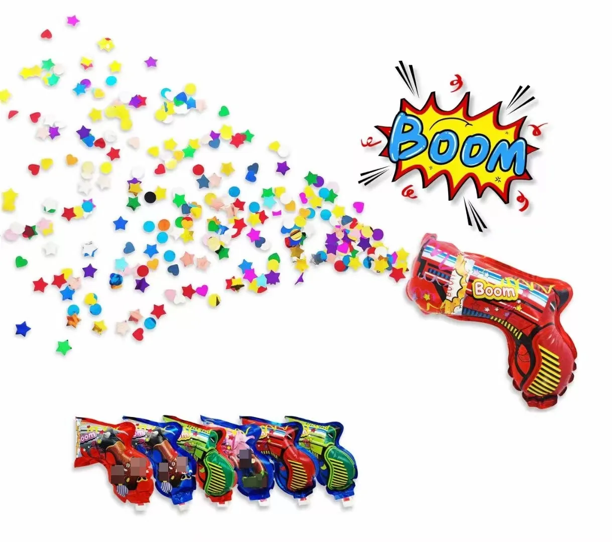 Automatic inflatable Fireworks Sequins confetti Boom gun foil balloons props for Wedding Birthday Christmas Grad party supplies