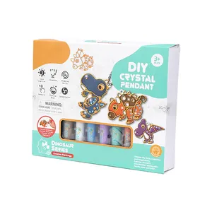 Porte-clés autocollant dinosaure bling fait main bijoux DIY Gem diamant peinture Kits fenêtre Art jouet pour enfants