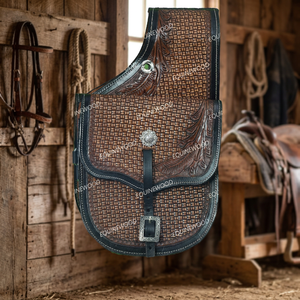 Sacoche de selle en cuir artisanal personnalisée, avec accessoires en acier inoxydable, logo gravé à la main, pour l'équitation, tailles sur mesure - Product Image 2