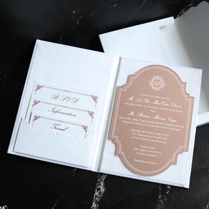 Inviti di Lusso Personalizzati in Acrilico Specchiato Oro Rosa, Libretto con Copertina Rigida in Velluto <span class=keywords><strong>per</strong></span> Matrimoni e Compleanni a Prezzo di Fabbrica - Product Image 1