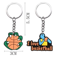 Porte-clés sportif en PVC sur le thème du basketball, style TikTok, clip pour clés de voiture