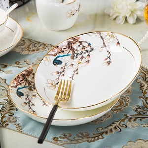 Service de table en céramique de Jingdezhen, vaisselle en porcelaine fine, bol et assiette Phnom Penh, luxe léger, nouveau style chinois, pour la maison, cadeau de pendaison de crémaillère personnalisé - Product Image 4