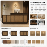 Bureau de réception minimaliste personnalisé au design moderne, petite table de bar simple en bois de rotin pour salon de beauté, magasin de vêtements, bureau de caissier
