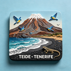 Imán de recuerdo personalizado de la Isla de Tenerife, Monte Teide, Volcán, en plata antigua, con lagarto 3D de metal, para nevera - Product Image 2