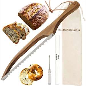 Factory Creative Personalized Wooden Bow <b>Bread</b> <b>Knife</b>, Serrated <b>Bread</b> Slicer, Ergonomic Baking Tool for Homemade <b>Bread</b> Cutting - Product Image 3